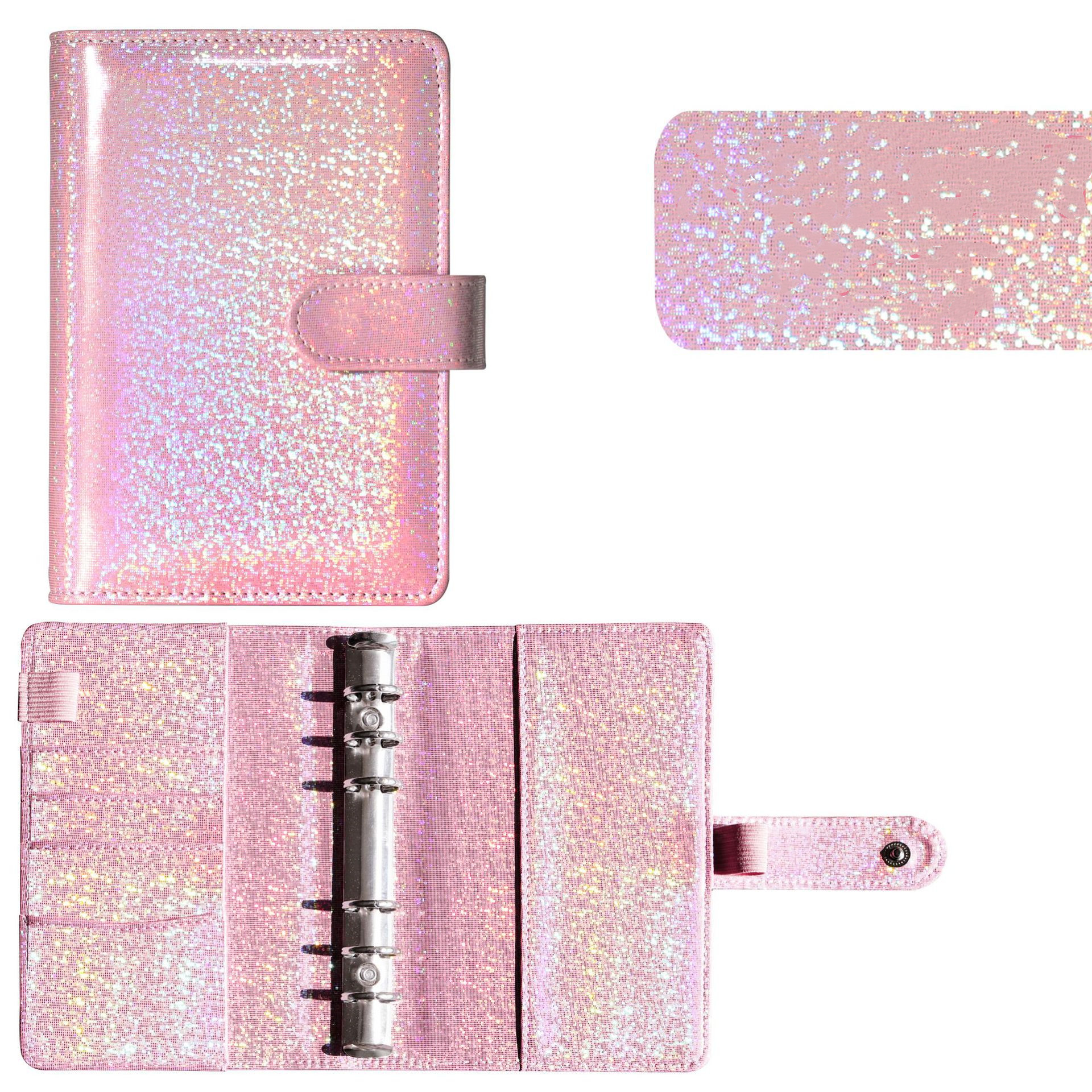 2025 nowy brokat PU skóra DIY segregator okładka notesu pamiętnik porządek obrad planista okładka papierowa szkoła papiernicze: Burgundowy