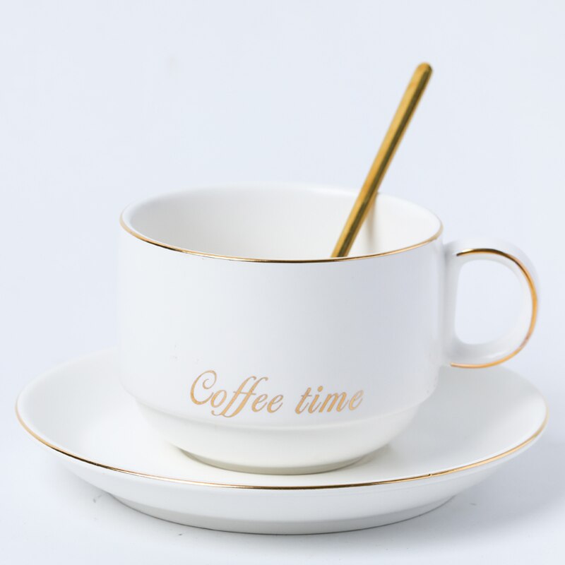 Nordiska kaffekoppset guldkant te kopp och fat porslin kaffemuggar te set tazas de ceramica mate koppar  ac50bd: Stil 2