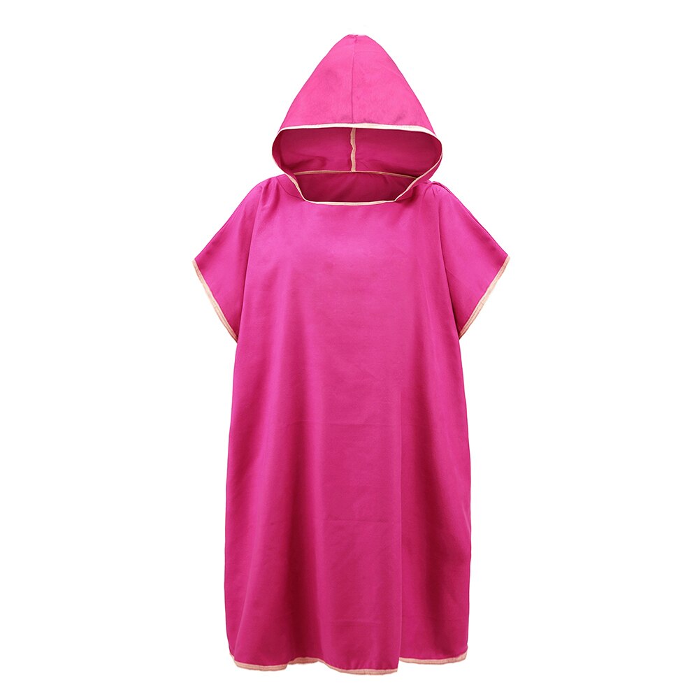 Zipsoft-albornoz con capucha para hombre y mujer, de secado rápido Toalla de microfibra, Poncho para playa y piscina, fácil de cambiar: Rose red