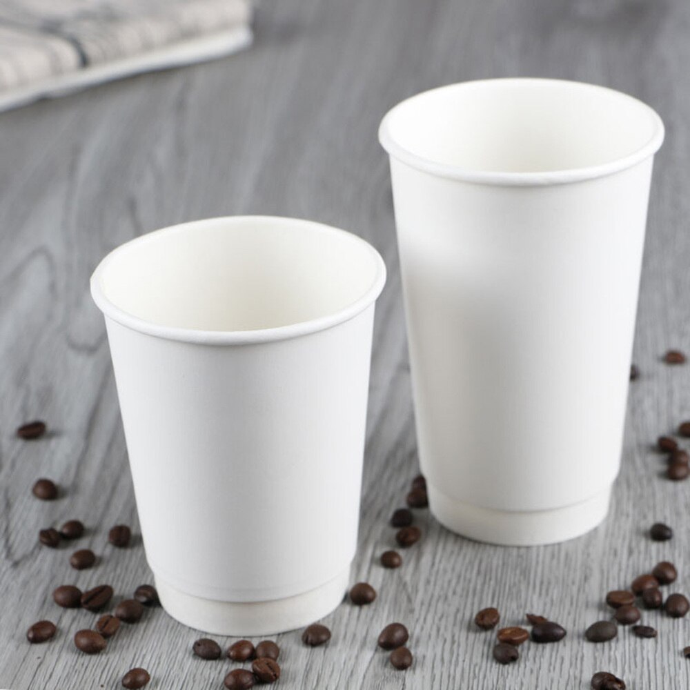 50 Stuks Wegwerp Koffie Kopjes Isolatie Takeaway Double-Layer Papier Cup Met Deksel (8Oz, 280Ml)