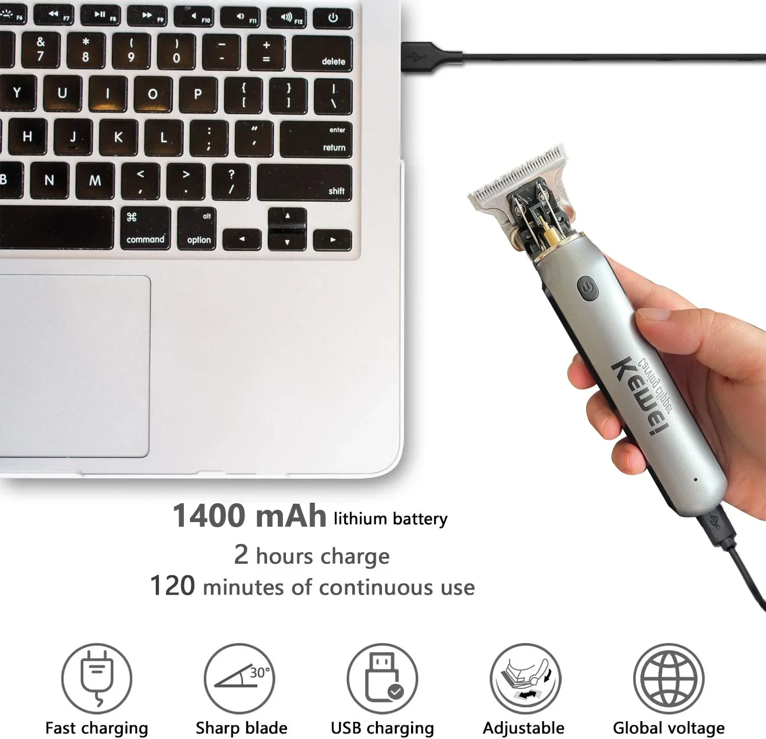 KEMEI Elektrische T9 Haarschneidemaschine Herren Haarschneidemaschine Professioneller Haarschneider Bart Wiederaufladbarer Ölkopf Trimer KM-1757