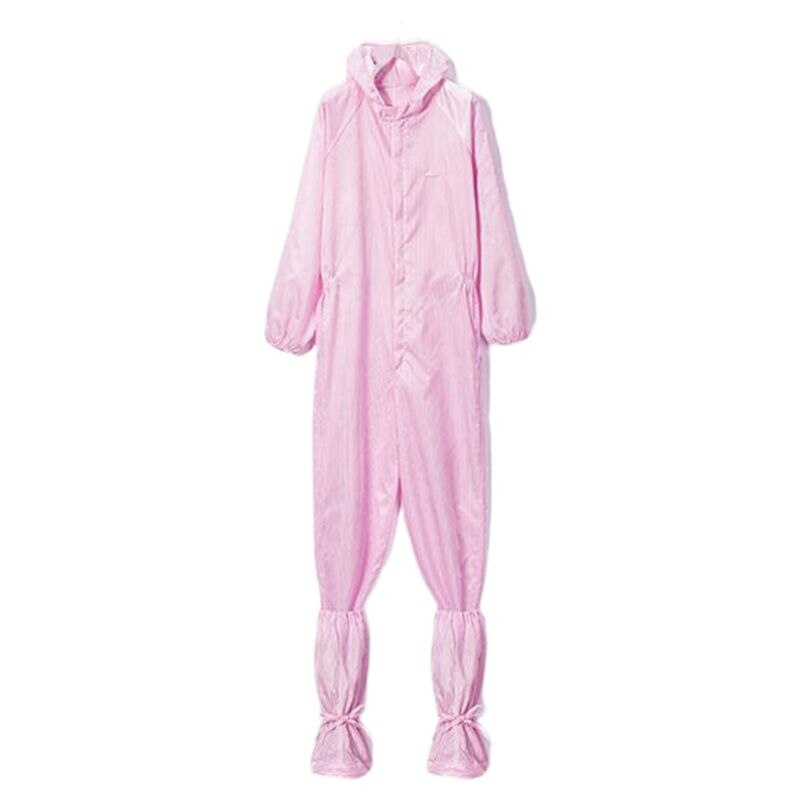 Antistatische overalls schone kleding wasbare capuchon cleanroomkleding stofdichte verfwerkkleding unisex beschermende overalls: Roze / S