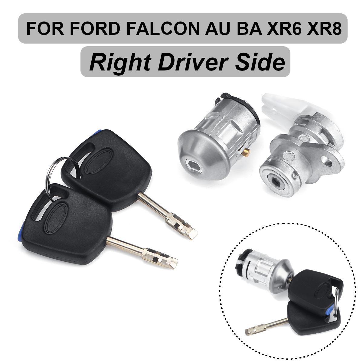4Pcs Right Drive Side Ignition Switch Door Lock Barrel with 2 Keys Replacement For Ford FALCON AU BA XR6 XR8