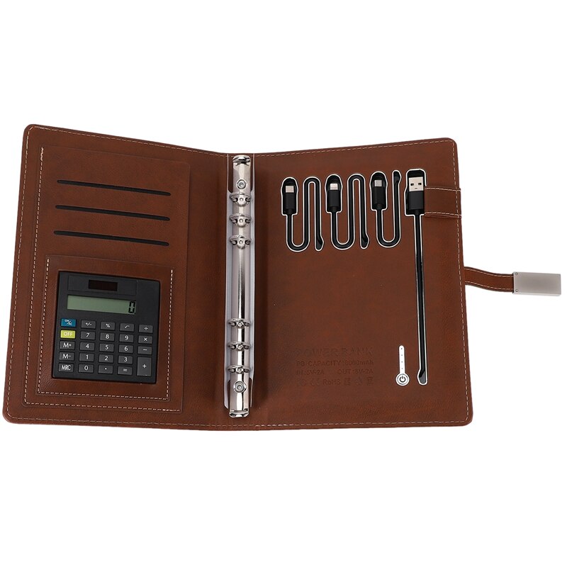 Qi Note Book Power Bank Notebook MultiFunctional 8000MAh Power Bank Binder Spiral Diary Book+USB Flash Disk