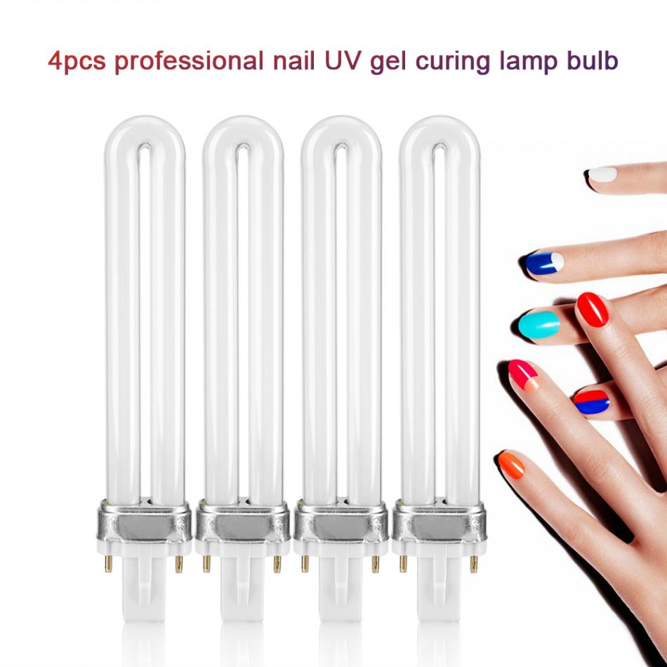 4 Stks/set 9W Nail Uv Gel Lamp Licht Buis Vervanging Lamp Voor Nail Droger Nagellak Gel Curing Manicure uv Gel Machine Lamp