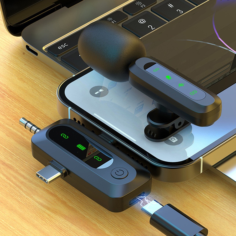 Microfono da bavero wireless 3CGRO-J3 Connettore USB tipo C Microfono con cancellazione del rumore per lo streaming Modello polare unidirezionale