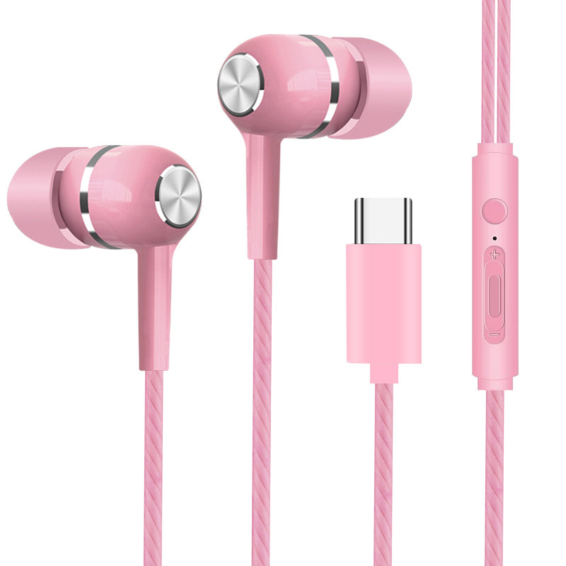 Mobile Phone Wired Headphones In-ear Simple With Mic TYPE-C Silicone Ear Tips Business Wired Headset Heavy Bass Music Earphone