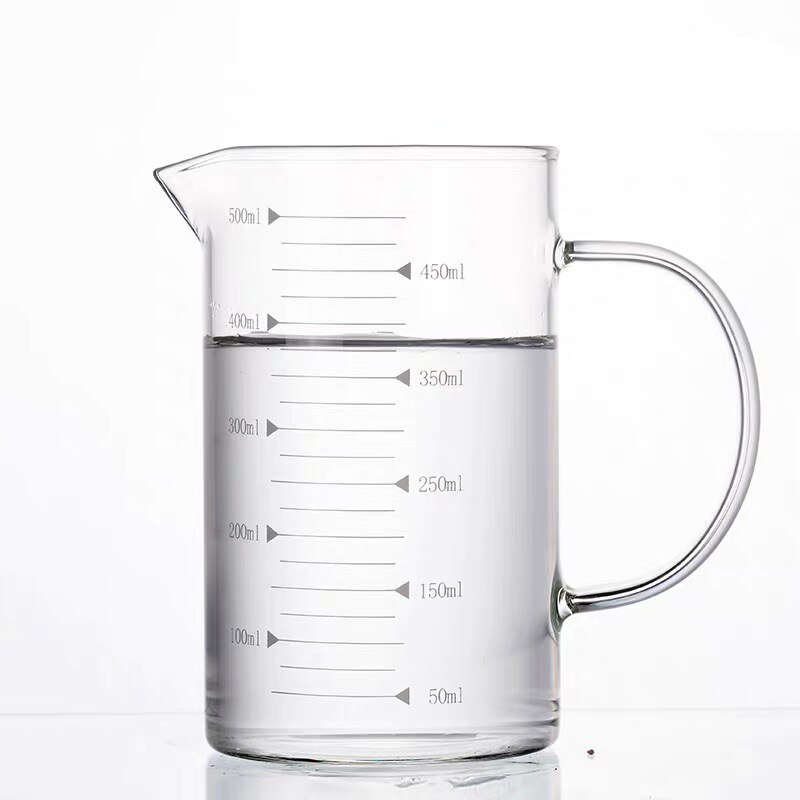High Borosilicate Glass Measuring Cup Heat Resistant Measuring Glass Jug with Scale Milk Coffee Breakfast Cup Drinkware: 500ml no lid