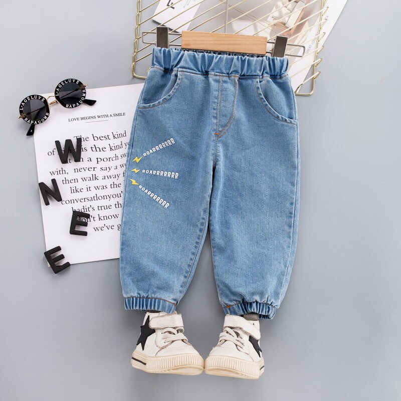Pantalones vaqueros de dibujos animados para niños y niñas, pantalón informal para niños de 1, 2, 3 y 4 años, novedad de