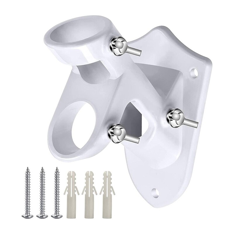 Flag Pole Holder Dual Position Flag Pole Mounting Bracket For House Steel Aluminum Flag Pole Mount Bracket: white