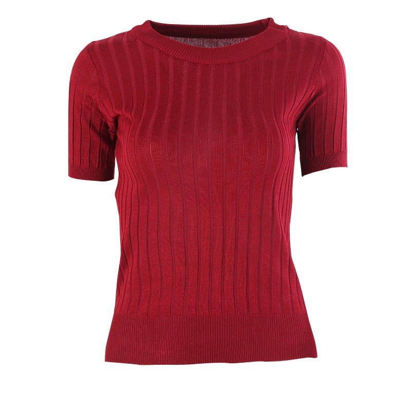 Women Slim Short-sleeved Sweater Women's Thin Section of Tight-fitting Suit Sweater