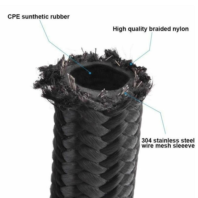 Steel Braided Universal Rubber Reinforced Fuel Hose Tube Pipe Line Black For Petrol Oil For Motorcycle
