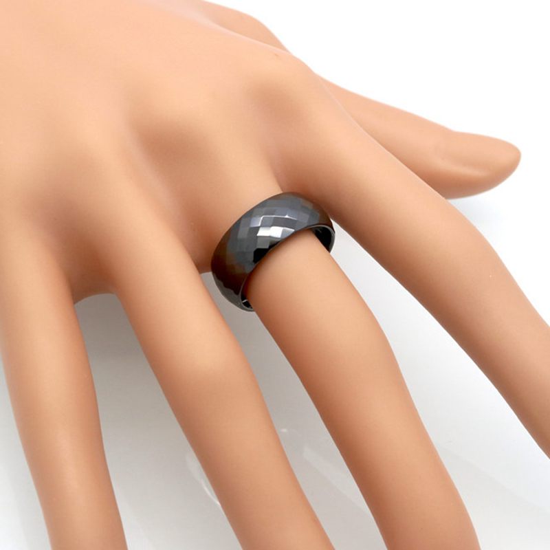 8MM Brede Ringen Comfort Fit Multi Facet Vrouwen Wit Zwart Keramische Ring Engagement Keramische Sieraden Bague Keramische Femme