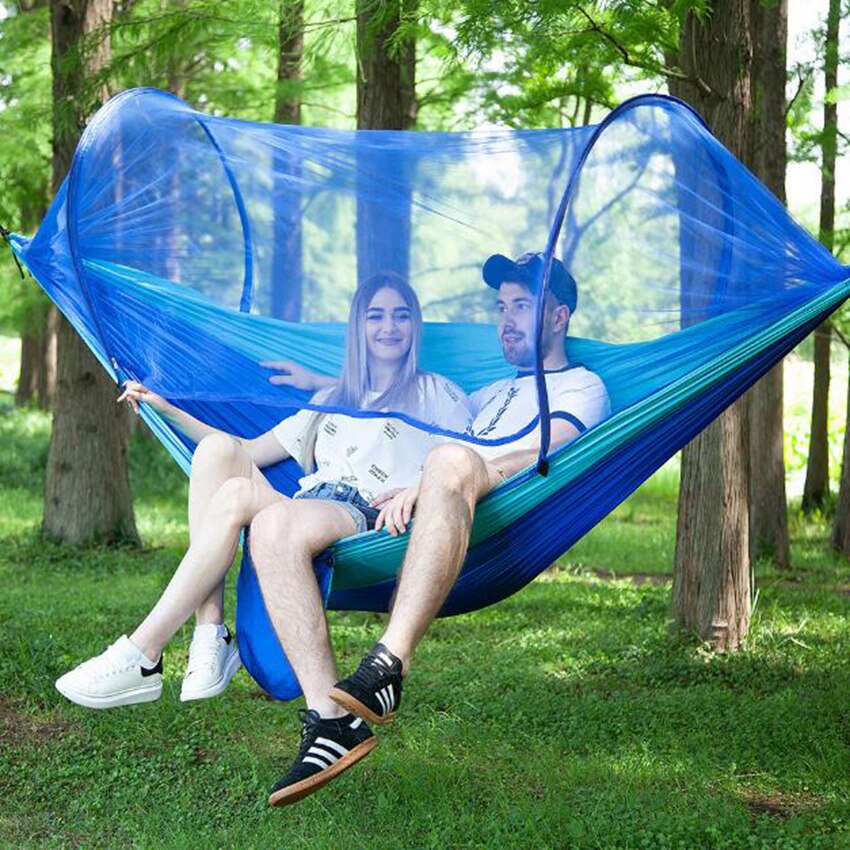 Tente Hamac Double Camping Avec Moustiquaire – Capacité 200kg – Vert – Portable