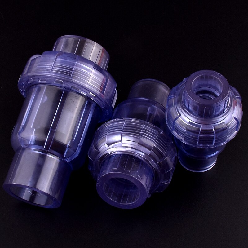 1PC 20~63mm UPVC Transparent Check Valve Fish Tank Garden Irrigation Aquarium Tube Watering Adapter Fittings PVC Pipe Connector