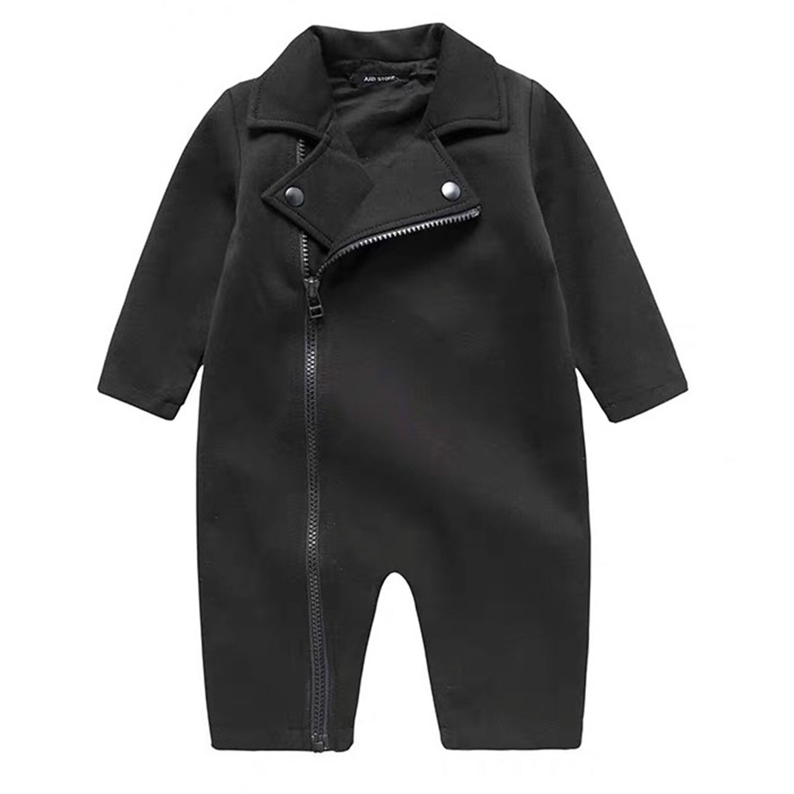 Herfst Gentleman Baby Baby Jongens Kleding Katoen Lange Mouwen Homewear Baby Jumpsuit Rits Sluiting Pasgeboren Baby Romper: Black / 100cm