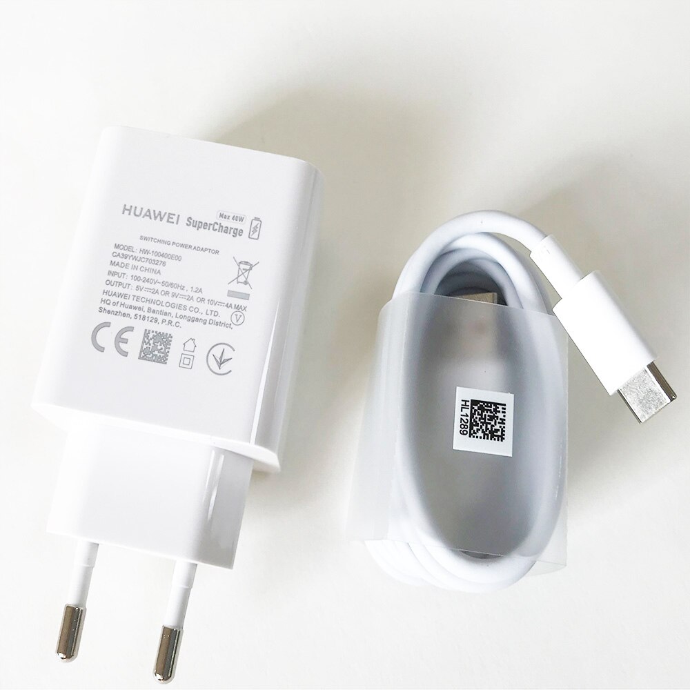 Huawei Charger Originele Eu Ons 40W Supercharge Power Adapter 5A Usb Type C Kabel Voor Mate 30 Pro 30RS nova 7 7pro 7SE P30 P40 Pro: EU Charger x Cable