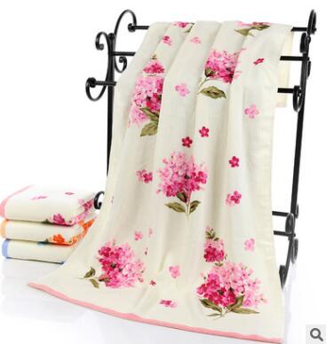 75*140 cm Blumenmuster Baumwolle Badetücher für Erwachsene, Strand Frottee Handtücher Schlecht, Blume Schlecht handtuch, Serviette de Bain: Rosa Stil 2