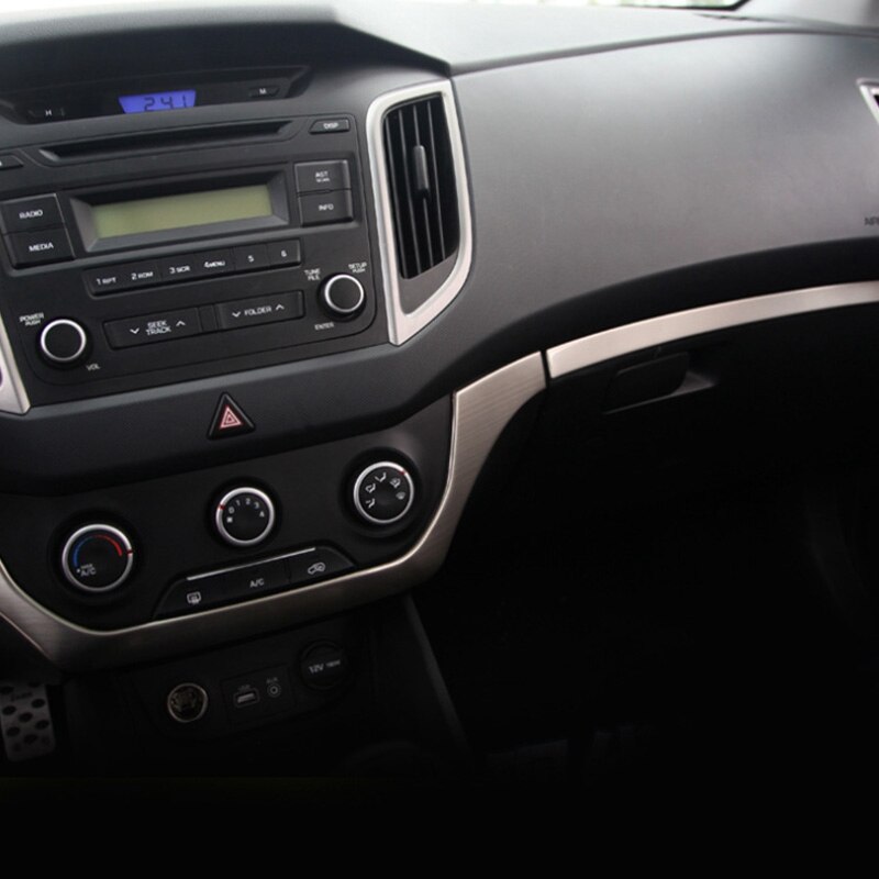 for Hyundai Creta Ix25 Accessories Car Dashboard Central Control Trim Cover Stainless Steel Interior Mouldings
