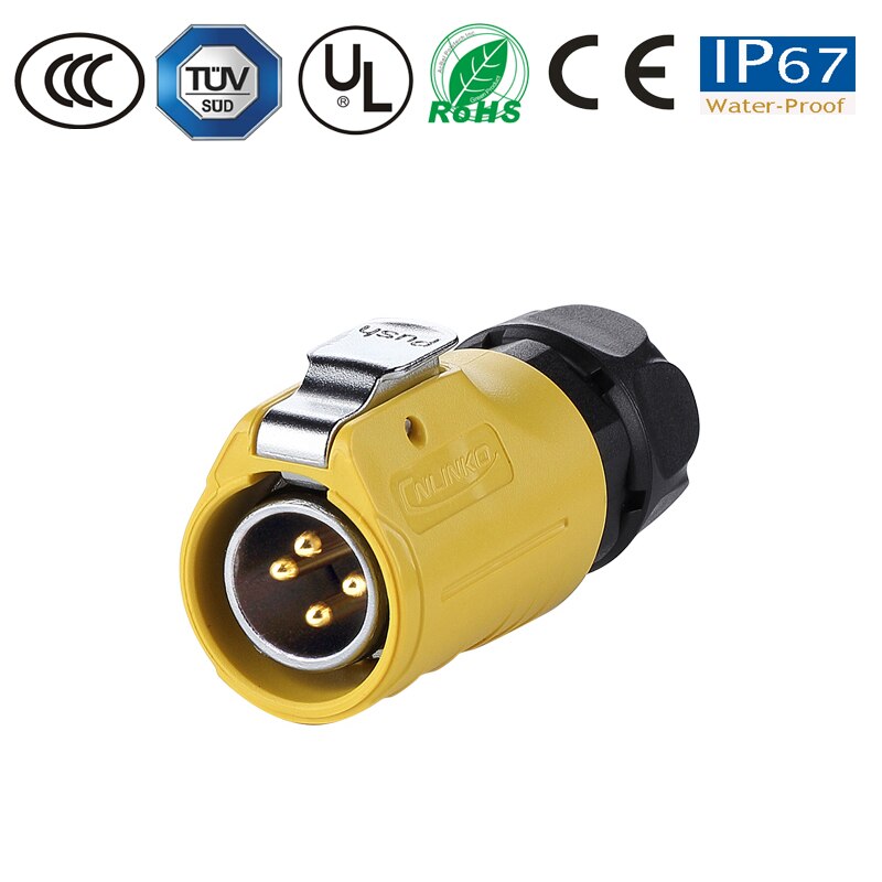 M20 IP67 Waterproof Quick Connect Electrical 2-12 Pin Panel Mount Wire to Board 12V DC Power Connector Plug Socket terminator: 4Pin Plug