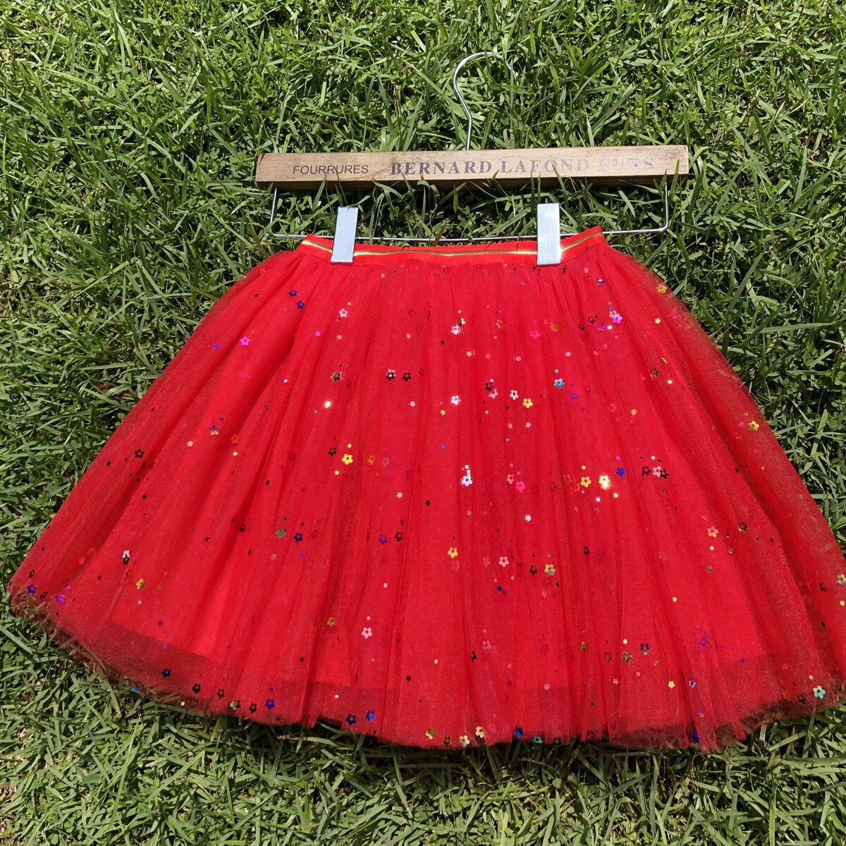 Ins Children Skirts Spring Summer Girls Short Skirts Mesh Skirt: Red / 15T