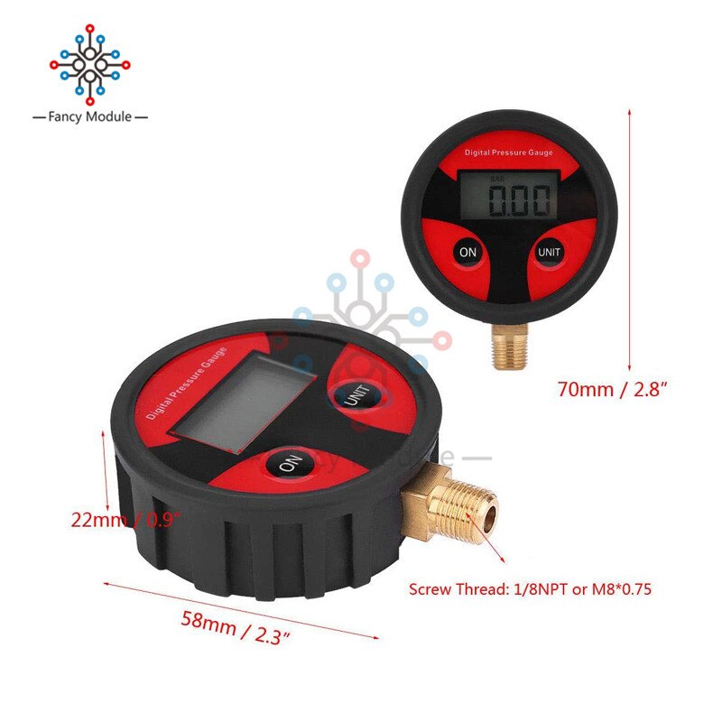 0-200PSI Digital Air Pressure Gauge Meter Vacuum Pressure Meter Tester Manometer Barometers Tester for Car Truck Motorcycle Bike