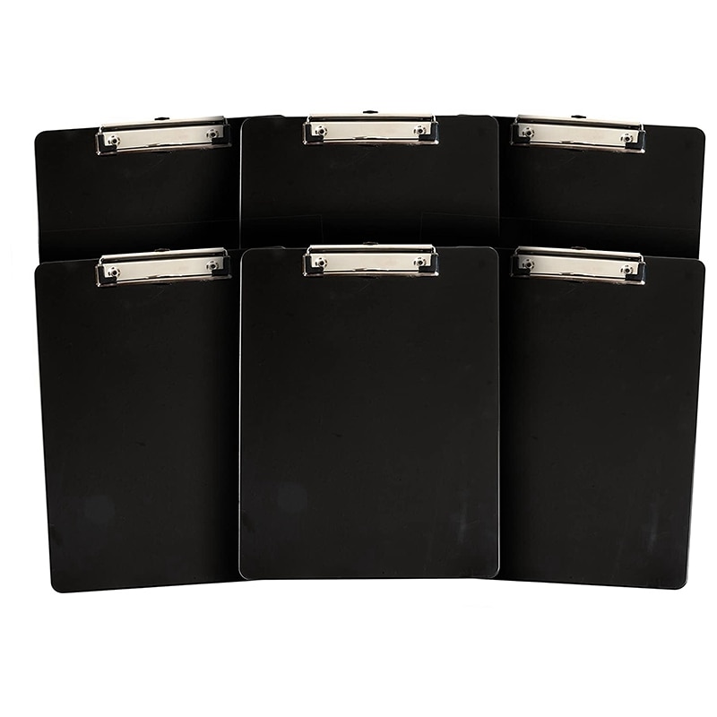 6 Pack A4 Black Plastic Clipboard, Low Profile Clip, Clipboards for Classrooms, Offices, Restaurants, Offices: Default Title
