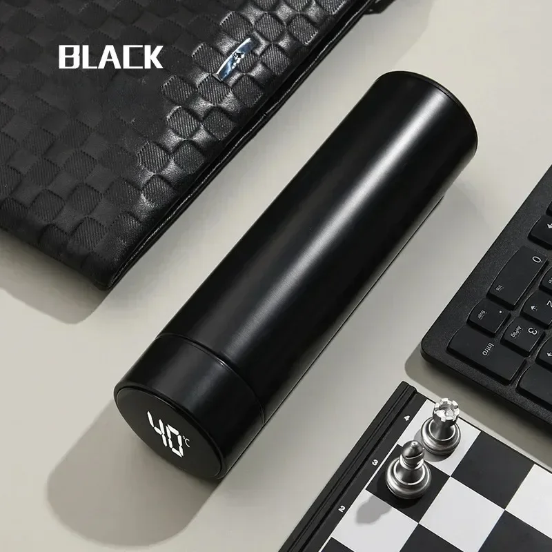 500ml Stainless Steel Thermos Bottle with Digital Temperature Display LED Intelligent Temperature Measurement Cup Vacuum Flask: Red