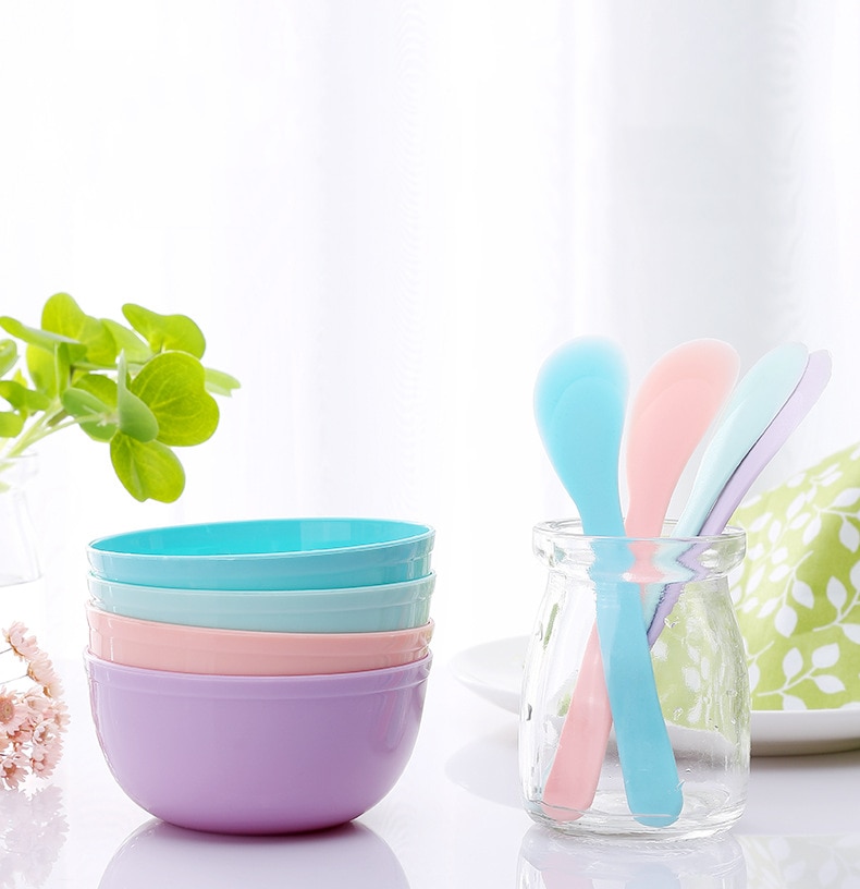 1 set doe-het-zelf masker make-up zachte mengkom stokje zachte plastic lepel stokje make-up gereedschapsset willekeurige kleur maquiagem