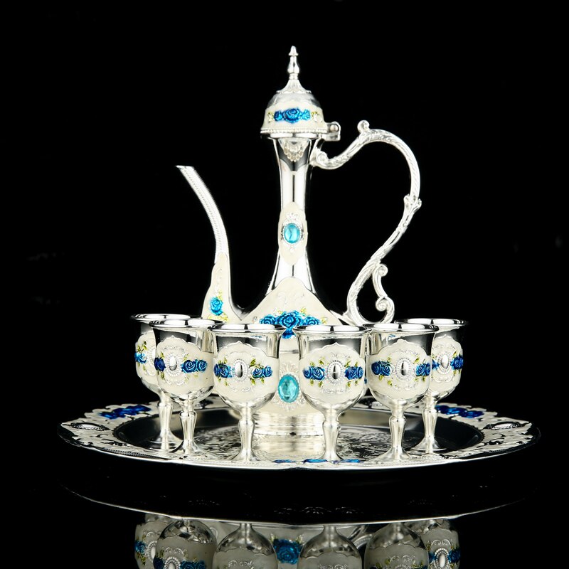 Ensemble de bouteilles de vin style palais rétro européen, 1 ensemble, fournitures de maison, de mariage, de , ensemble de flacons de hanche en métal, ornements, de noël: 9