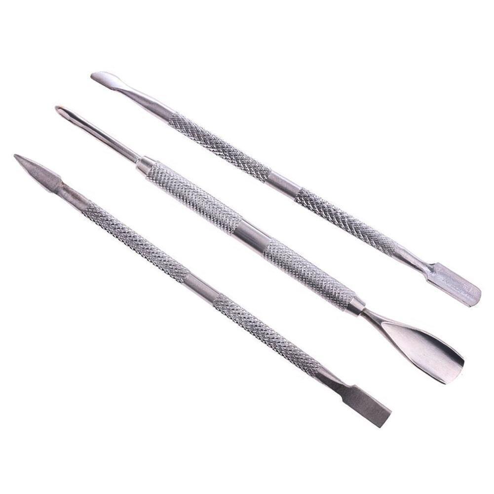 3 Stks/set Nail File Cuticle Remover Manicure Trimmer Pedicure Slijpen Staaf Staal Pusher Nail Manicure Tool Cuticle Scrub L4H1