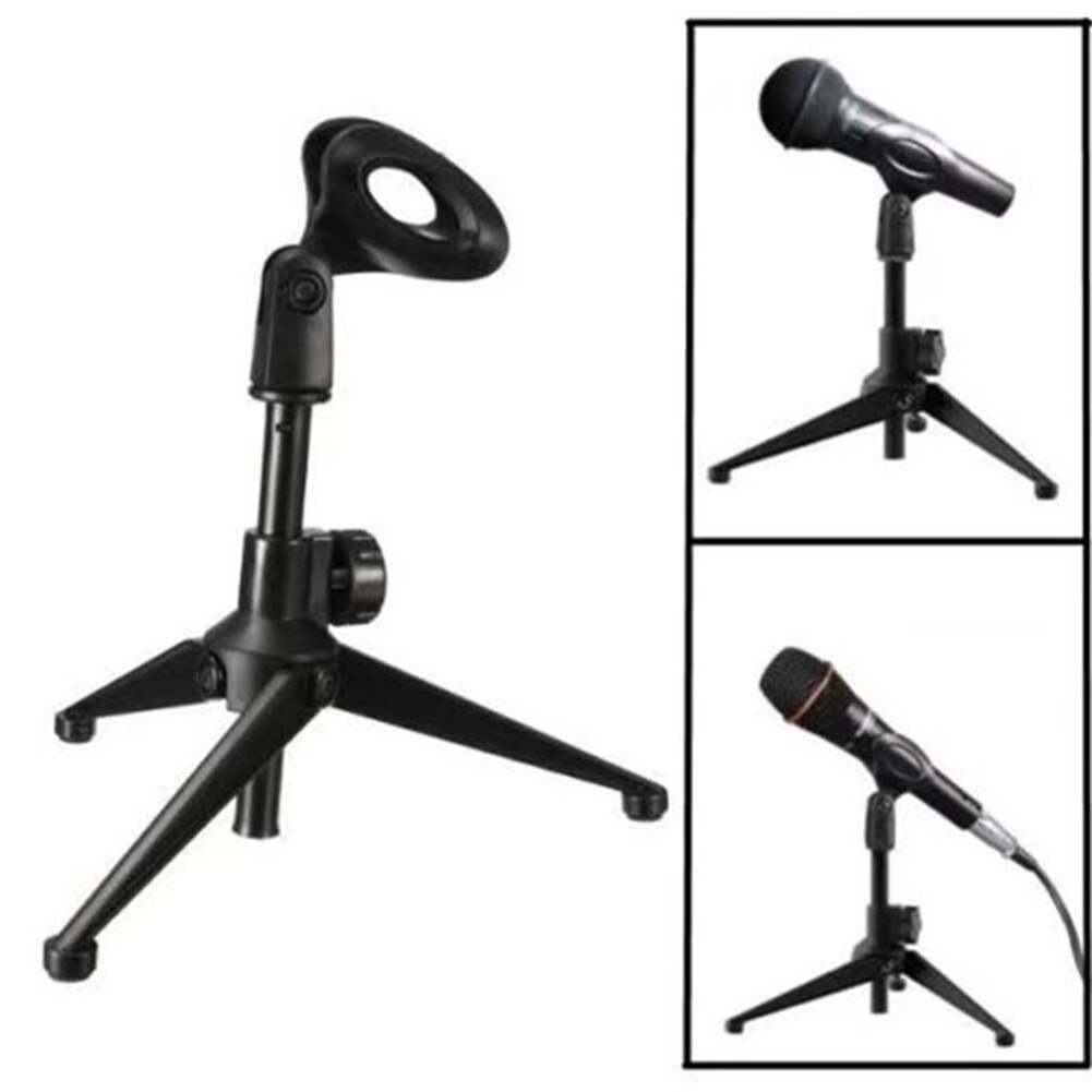 Sound Mic Clip Table Mounting Clamp Foldable Desktop Microphone Tripod Stand Holder with Mic Clip for Meetings Live