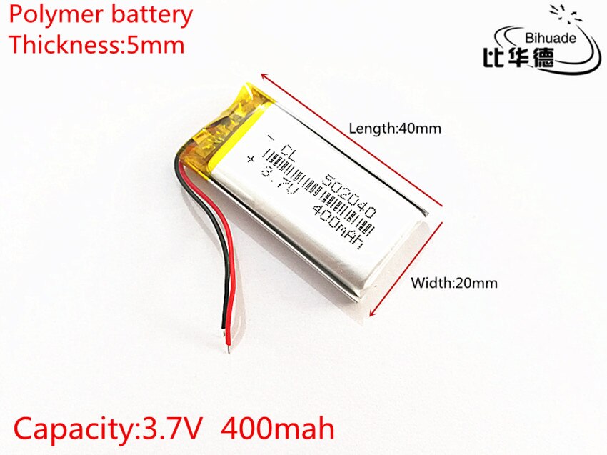 10pcs 3.7V 400mAh 502040 Lithium Polymer LiPo Rechargeable Battery ion cells For Mp3 Mp4 Mp5 DIY PAD E-book bluetooth headset