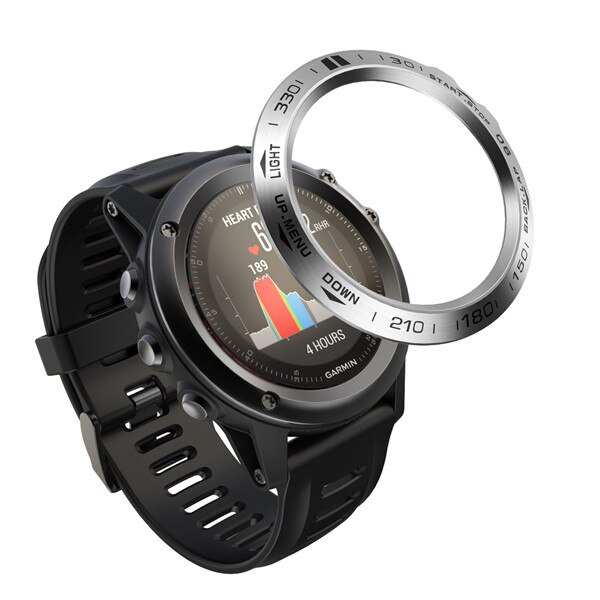 Correa protectora para reloj deportivo inteligente Garmin Fenix 3/3 HR, accesorios de repuesto, anillo de bisel circular de Metal de acero inoxidable: Silver
