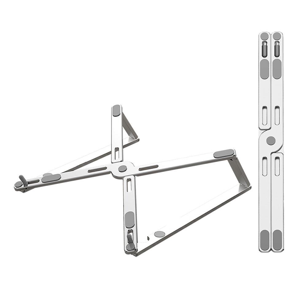 Tragbarer laptopständer aus aluminium mit kühlung, verstellbarer schreibtischständer, faltbarer desktop-tablet-notebook-halter, unterstützung für macbook air pro: Silber