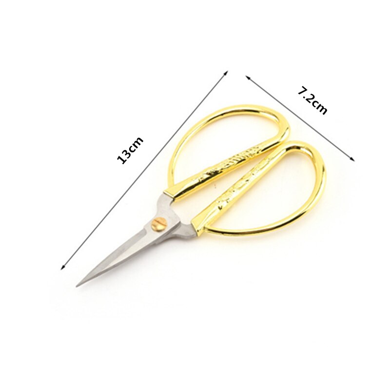 Sharp Stainless Steel Sewing Scissors for Fabric Golden Retro Craft Scissors DIY Sewing Tools Embroidery Scissors: 13cm