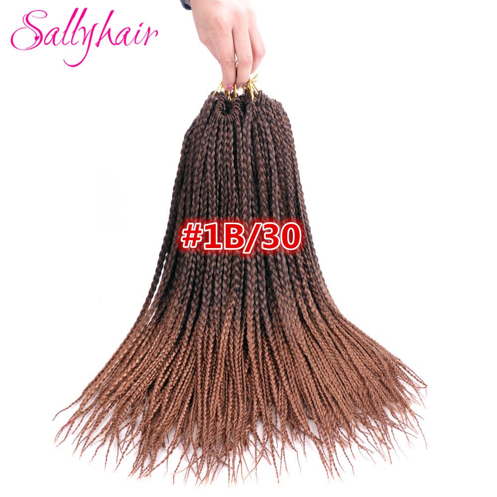 Sallyhair 18 Inch Haak Doos Vlechten Hair Extensions Bruin Synthetische Vlechten Haar Lage Temperatuur Fiber: T1B/30 / 3 Stks/partij