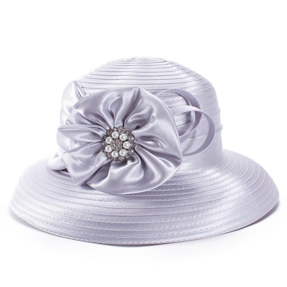 Lawliet Womens Crystal Satin Ribbon Dressy Church Couture Bridal Kentucky Derby Hat A585: Gray
