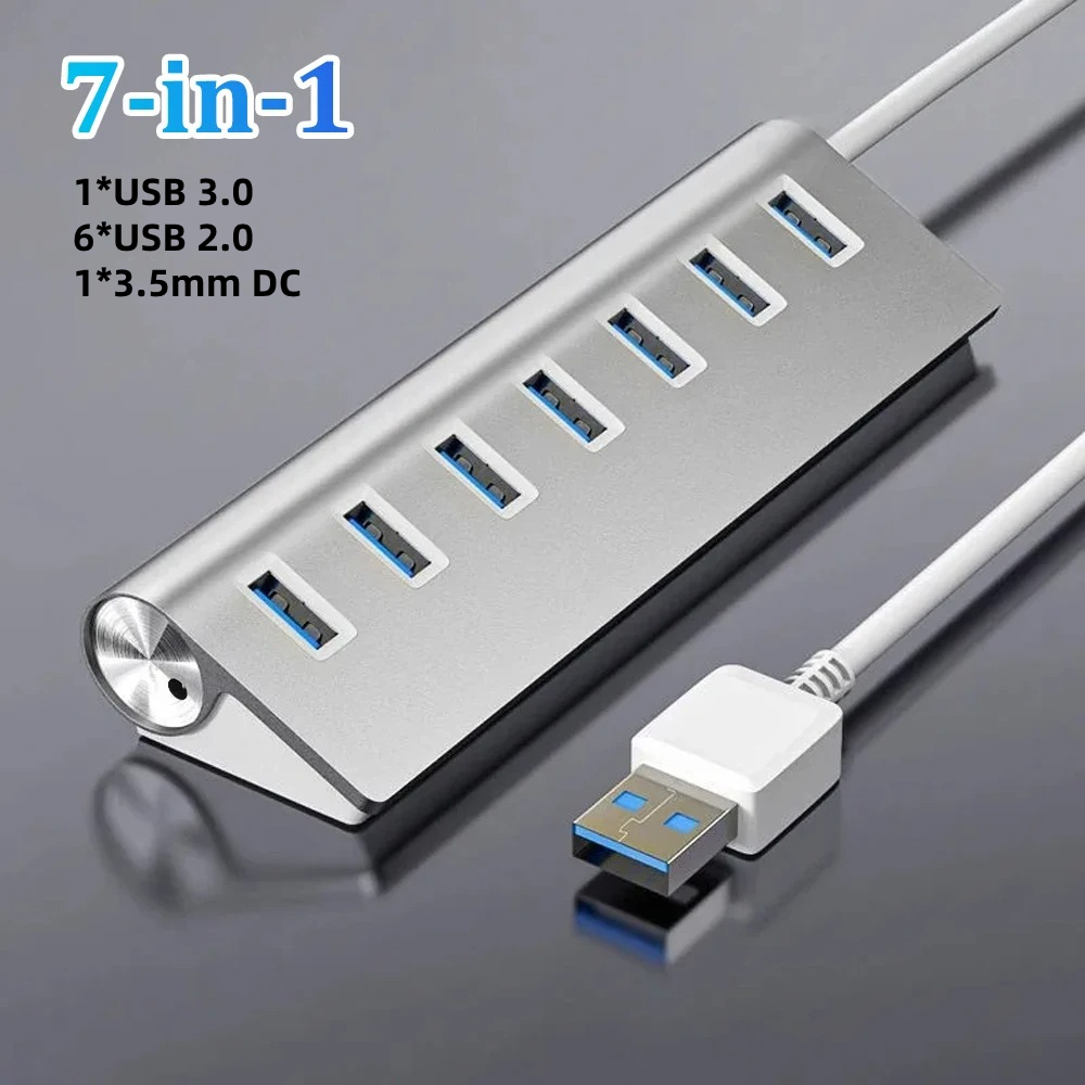 5Gbps High Speed USB 3.0 HUB 4/7Port USB 3.0 Port OTG Aluminum USB Splitter Docking Station Expander for Laptop Computer PC: BROWN