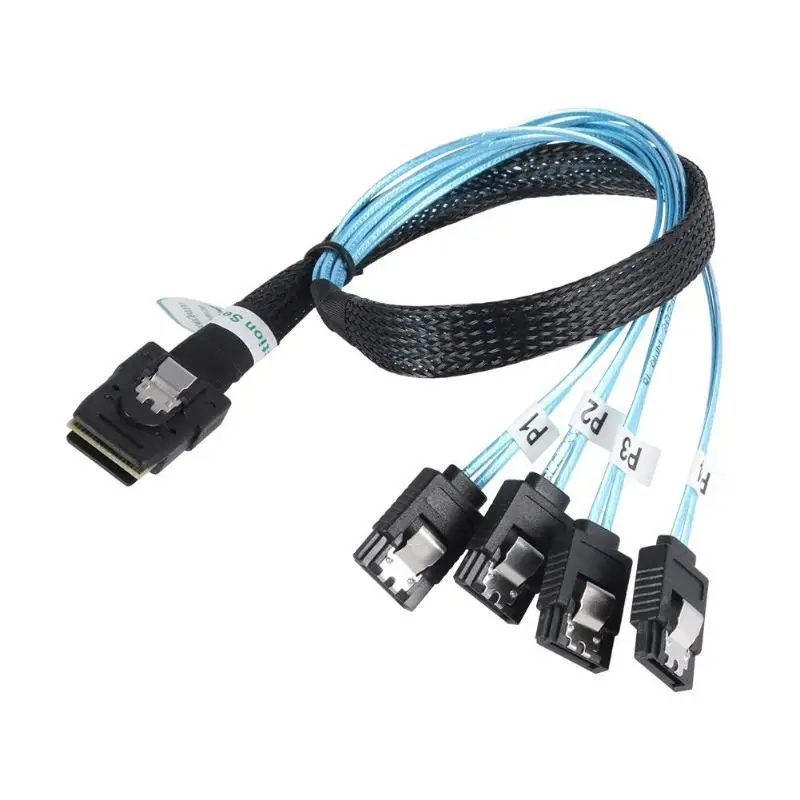 SAS SATA-kabel Mini-SAS SFF-8087 naar 4 SATA-kabel Mini SAS 4i SFF8087 36P naar 4 SATA 7P-kabel 12Gbps 50cm harde schijfgegevens