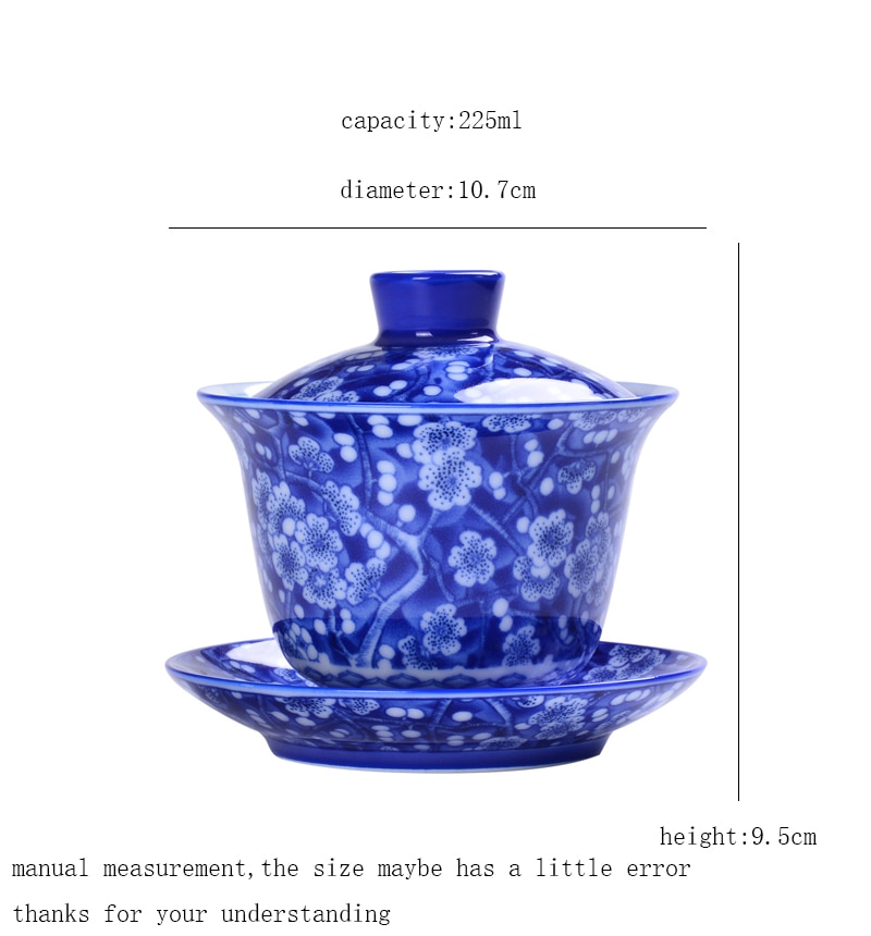 225ml jingdezhen blå og hvid porcelæn gaiwan kung fu te sæt drinkware master te skåle med bakke låg sæt tekande dekoration
