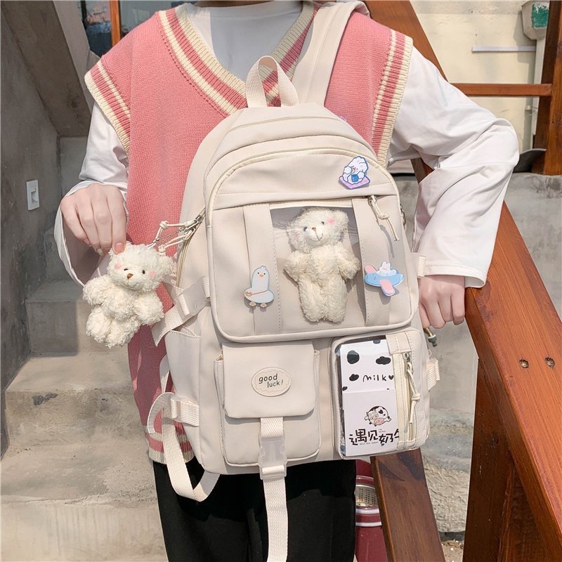 Nowy plecak dla dziewcząt do szkoły średniej torby szkolne dla nastoletnich dziewcząt wiele kieszeni plecak Kawaii kobiety Harajuku śliczne Mochila