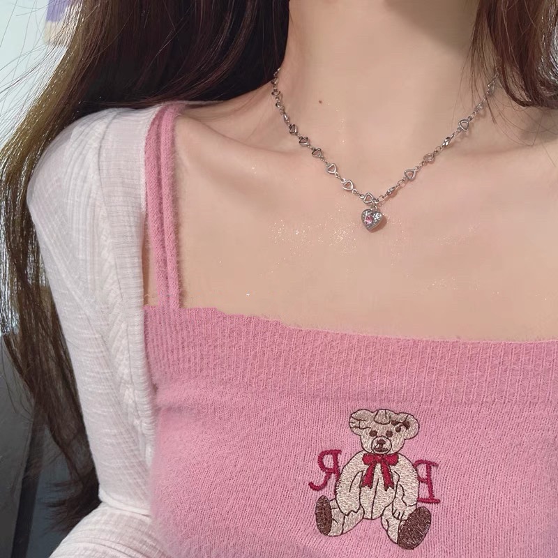 Collar con colgante de corazón de amor para mujeres y hombres, gargantilla de cadena fina de Simple con personalidad, joyería: Oro oscuro