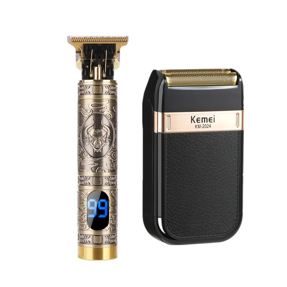 LCD Hair Cutting Machine Cordless Hair Clipper Barber Hair Clipper Electric Hair Clippers Beard Trimmers Mower: trimmer set 10