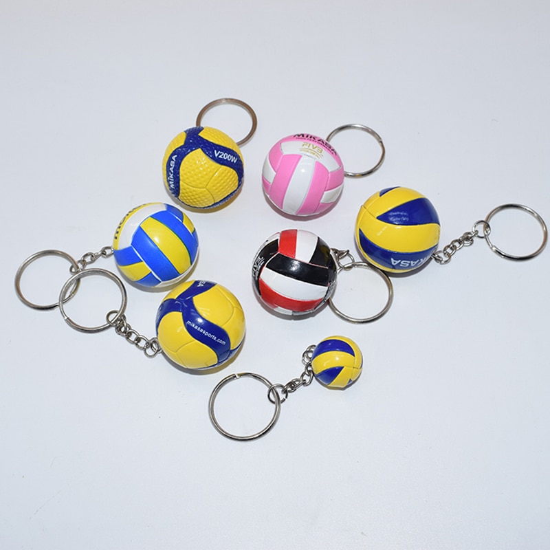 Creativo pallavolo chiave catena Pendente pallavolo sportivo in Pelle mini tiro al volo catena chiave Piccola sfera accessori del sacchetto della catena chiave