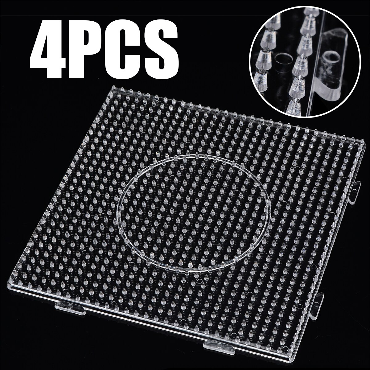 4pcs Square Pegboards Fuse Bead PE Clear Large Square Pegboards Patterns 3D Puzzle Juguetes For Hama Bead Educational Toys