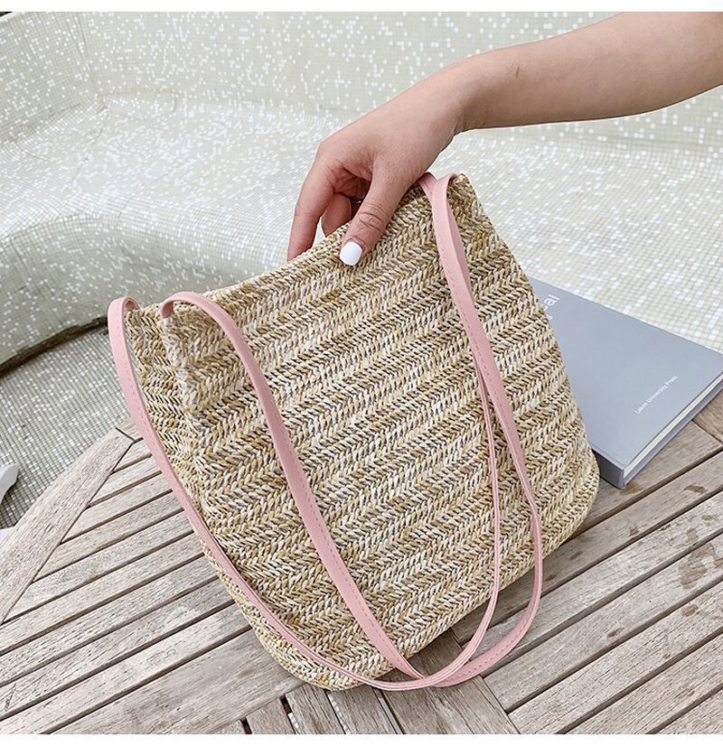 Dames stro boodschappentassen crossbody tassen gebreide stro tas emmer handtas boho dames geweven tassen rotan tas
