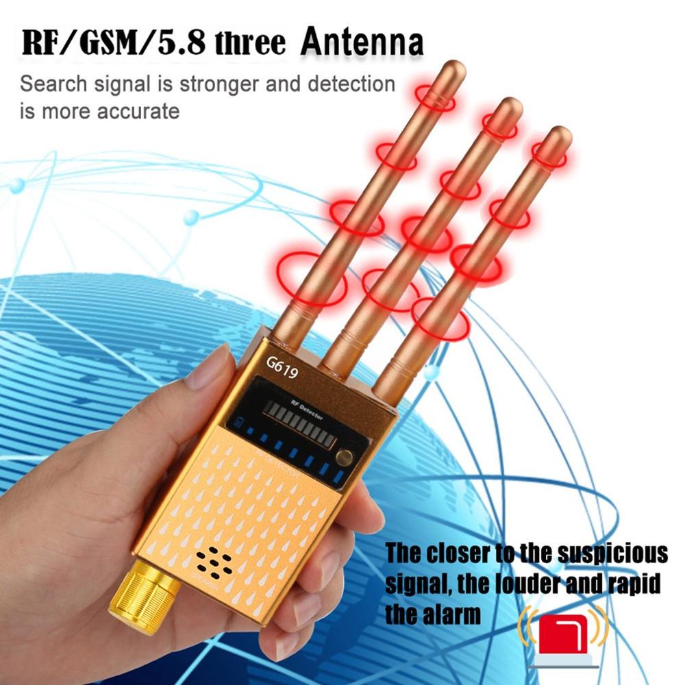 Gold Hand-sized Super Sensitive Device Detector RF Frequency Scanner 2G 3G 4G Mobile Phone Signal Bug Detector