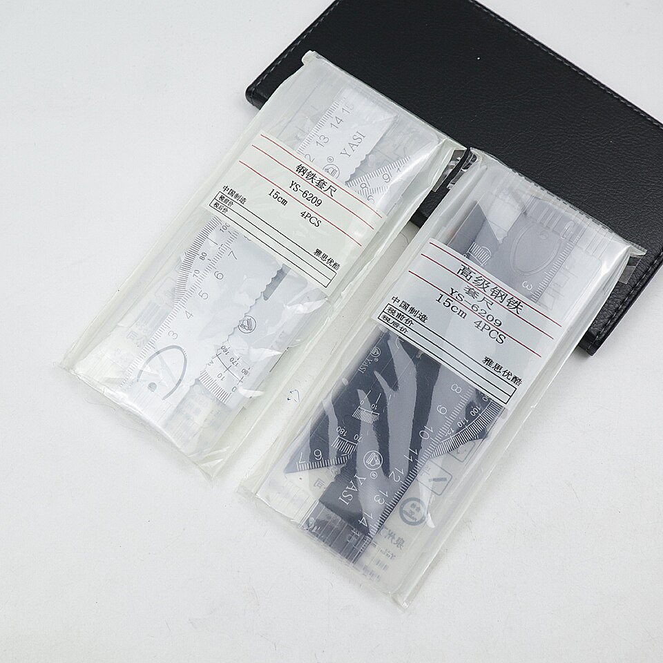 Aluminum alloy Ruler Aluminum Protractor Students Maths Geometry Metal Triangle Ruler Set Office School Supplies 4pcs/set