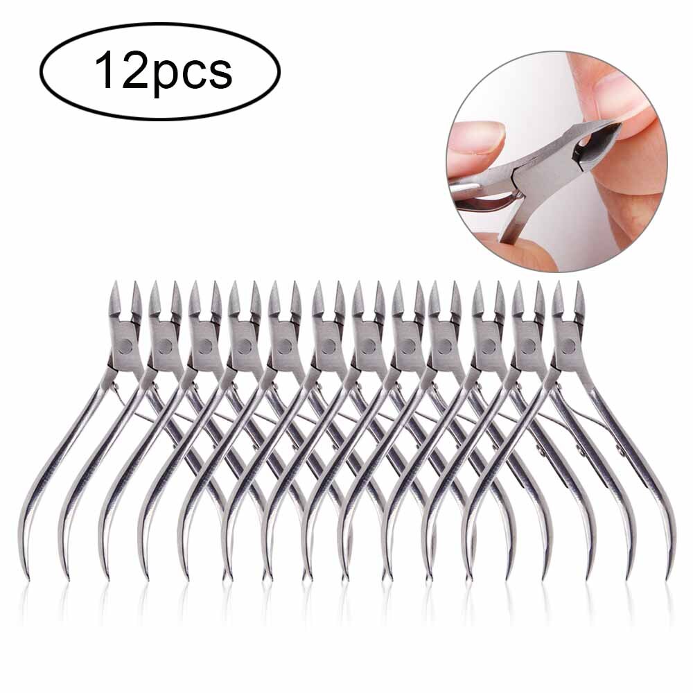 Nail Art 4/8/12pcs Nail Cuticle Nipper Clipper Manicure Pedicure Stainless Steel Toenail Ingrown Edge Cutter Dead Skin Remover: 12pcs Silver
